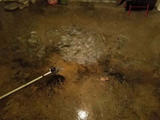 Water at a basement floor drain